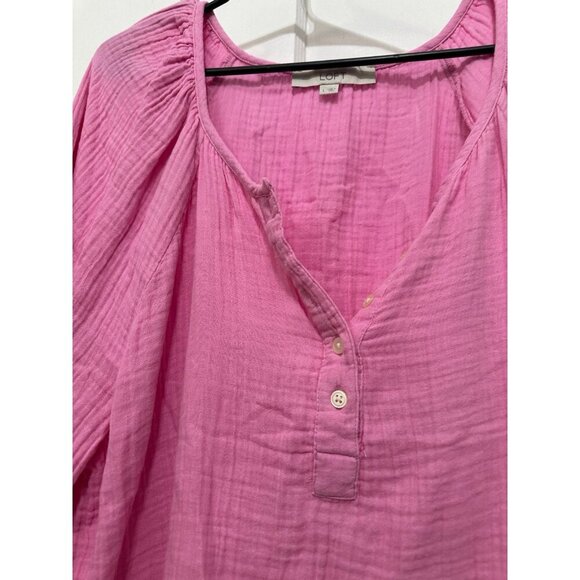 LOFT women’s size large cotton pink blouse - Picture 3 of 9
